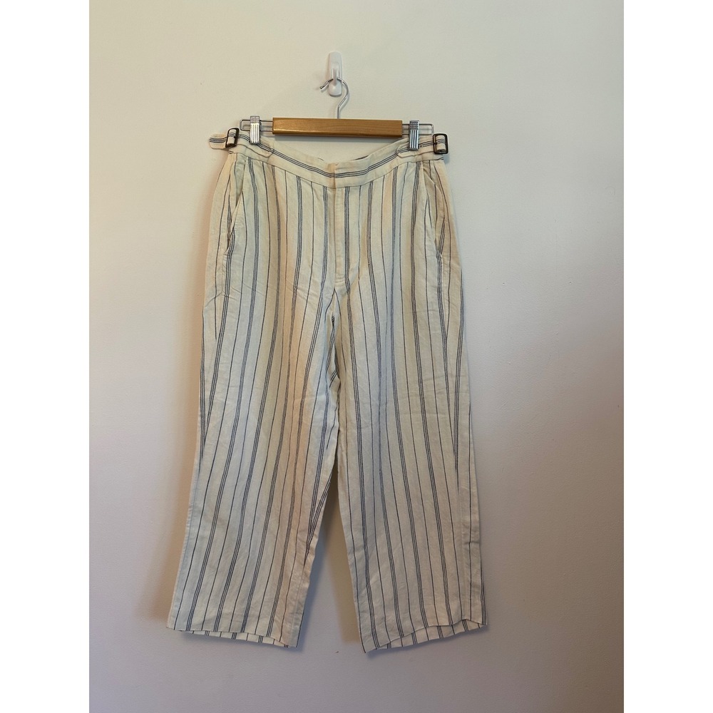 Polo Ralph Lauren Linen and Silk Striped Wide Leg Pants | Size 8